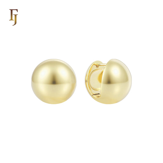 Glossy Sphere Circle Ball 14K Gold, Rose Gold Stud Earrings