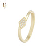 Rhombus Spade of white CZs 14K Gold Fashion Rings