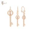 Conjunto de joyas de oro rosa con colgante y llave maravillosa de circonitas blancas