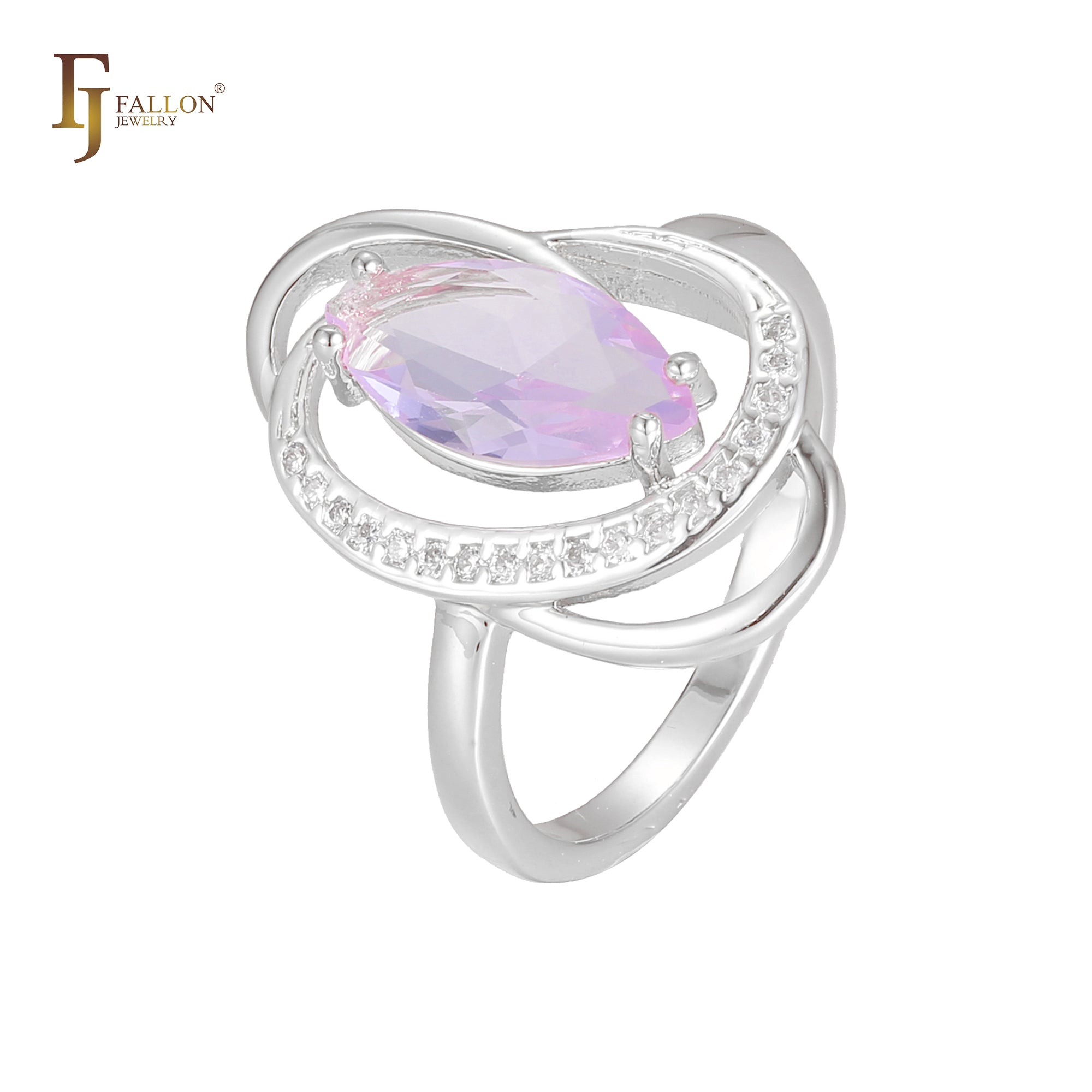Двухцветные кольца-солитеры Marquise из Красное золото 585 пробы