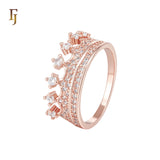 Cluster white CZs 14K Gold, Rose Gold Crown Fashion Rings