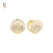 Luxurious Shell of white CZs 14K Gold, Rose Gold Huggie Earrings