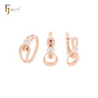Conjunto de joyas de oro rosa de dos tonos con nudo entrelazado de 8 piezas y anillos
