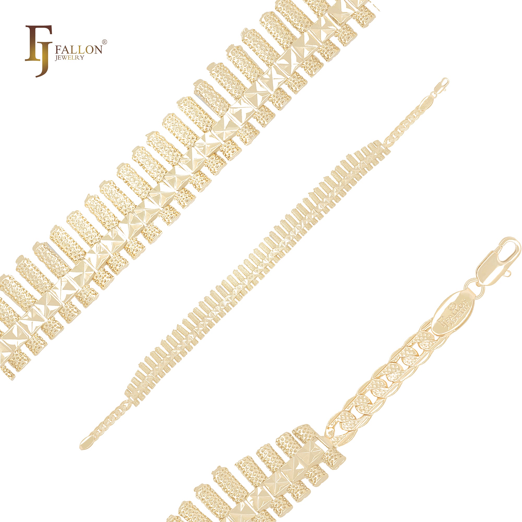 Pulseras de oro de 14 quilates con eslabones de lujo