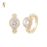 Halo white CZs cluster Marquise 14K Gold, Rose Gold Wedding Set Rings Engagement and Band