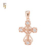 White CZs Christian Catholic INRI Rose Gold Crucifix Cross Religious Pendant