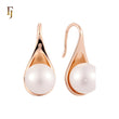 Plain pearl solitaire Wire Hook Rose Gold Earrings