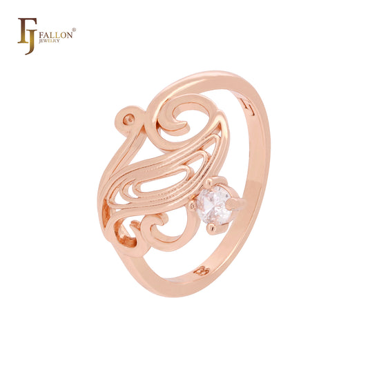 Anillos de moda de oro rosa con brazaletes entrelazados y circonitas blancas