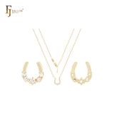 Collar de oro de 14 quilates con forma de herradura de cinco circonitas blancas en racimo