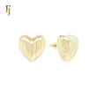 Heart textured shaped 14K Gold, Rose Gold Stud Earrings