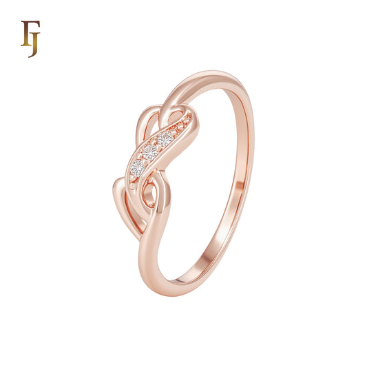 Minimalism of single tip of white CZs Rose Gold Fahsion Rings