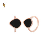 White or black plain onyx Rose Gold Fashion Rings