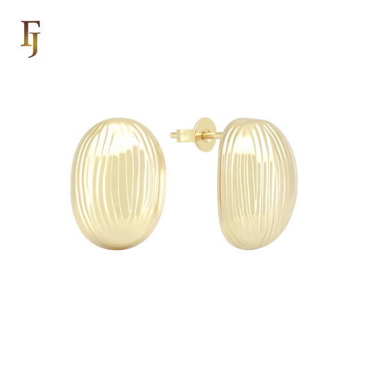 Oval shaped 14K Gold Stud Earrings