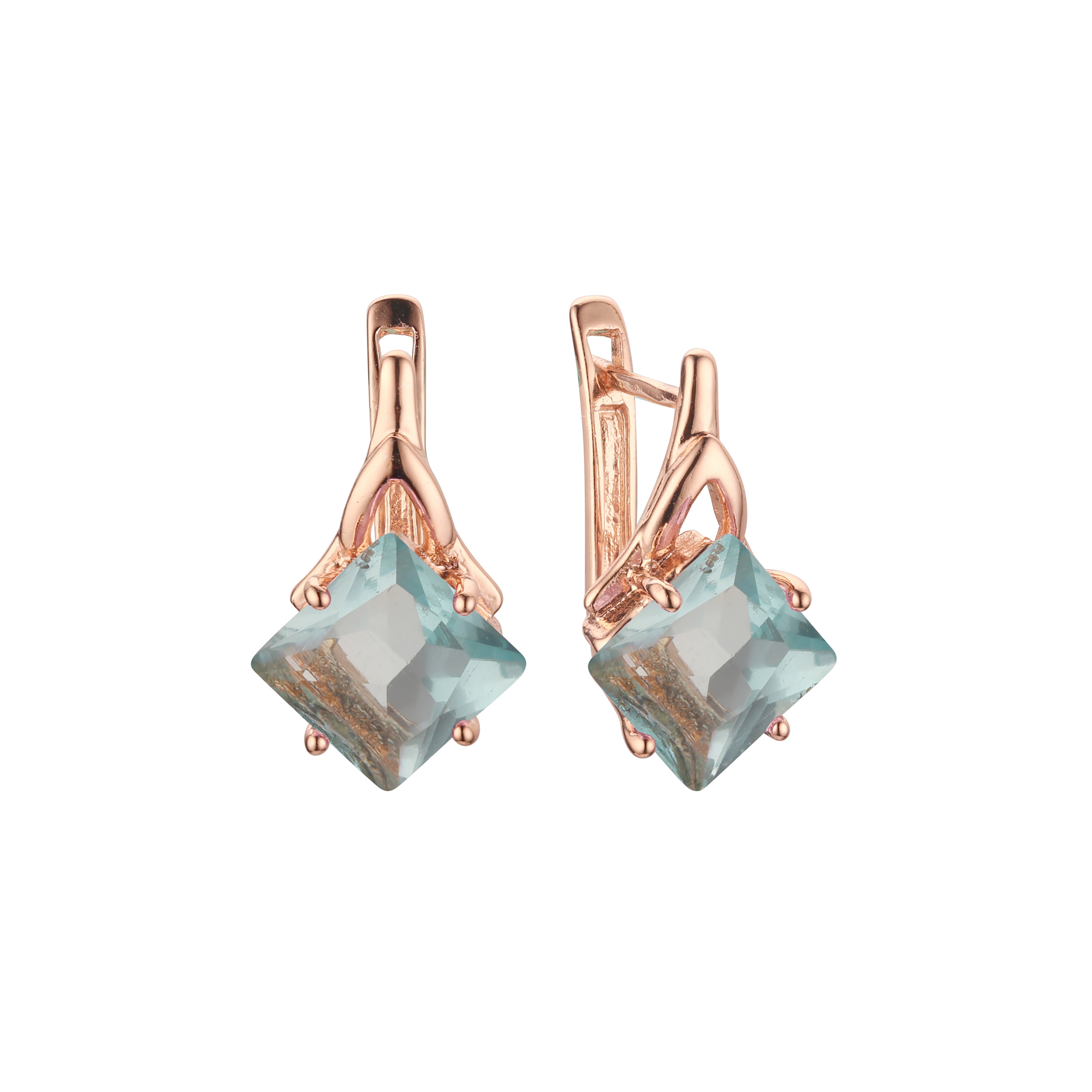 Aretes en Oro 14K, Oro Blanco, Baño en Oro Rosa colores