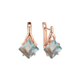 Aretes en Oro 14K, Oro Blanco, Baño en Oro Rosa colores