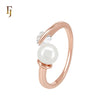 Heart solitaire white CZ with Pearl Rose Gold Fashion RIngs