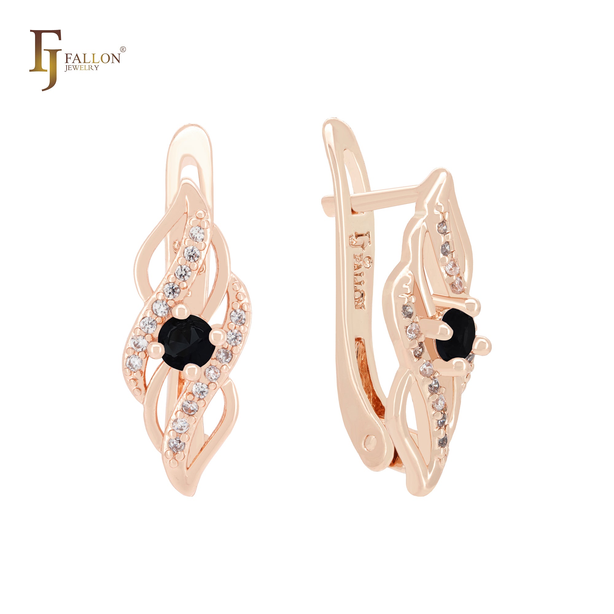 .玫瑰金单石耳环