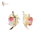 .Wings 14K 金单石耳环，镀玫瑰金颜色