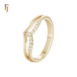 Curved paved white CZs double row eternity 14K Gold Wedding Band Rings