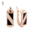 Double triangular Black onyx Rose Gold Russian Lock Earrings