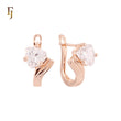 Geometric solitaire triangular cut white CZ Rose Gold Russian Lock Earrings