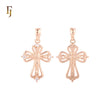 Rounded white CZs Rose Gold Crucifix Cross Pendant Orthodox Religious
