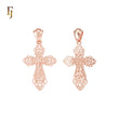 Luxurious Flower Filigree Rose Gold Orthodox Russian Crucifix Cross Pendant
