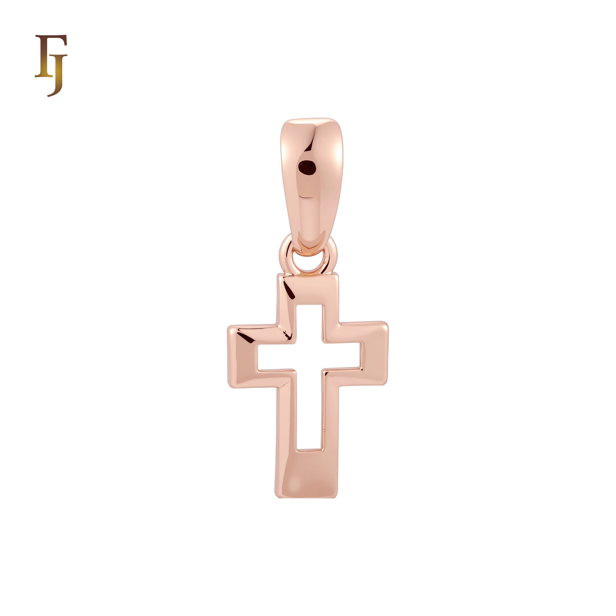 Hollow Framed Latin Cross Rose Gold Religious Pendant