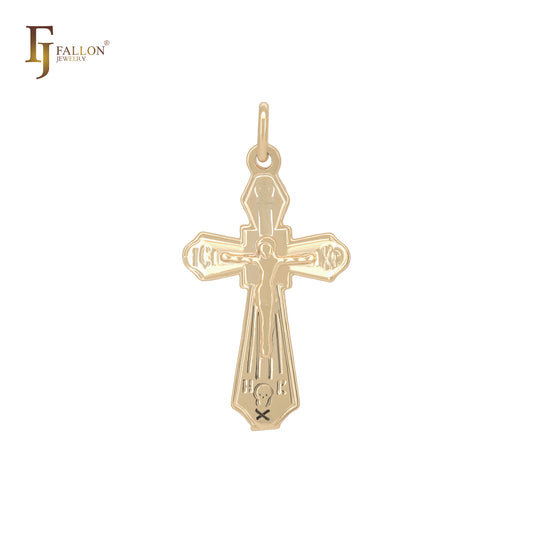 Colgante de cruz crucifijo ortodoxa de oro de 14 quilates