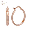 Elegantes aretes de aro de oro rosa y oro de 14 quilates con textura de puntos