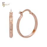 Elegantes aretes de aro de oro rosa y oro de 14 quilates con textura de puntos