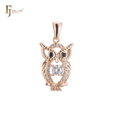 14K ゴールド、ローズゴールド、18K ゴールドメッキ色のフクロウ動物ペンダント