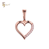 玫瑰金心形吊坠，14K 金两种色调，18K 镀金颜色