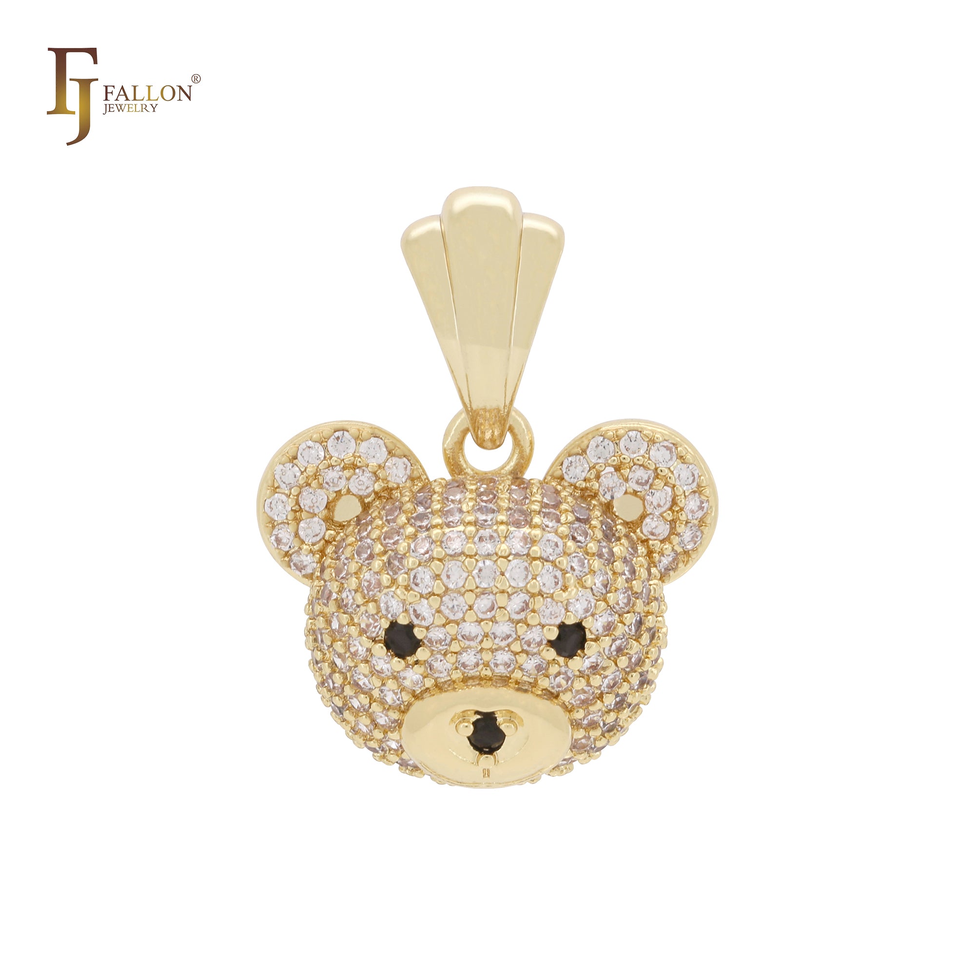 Cluster weiße CZs Iced Out 14K Gold Bär Niedlicher Tier Anhänger