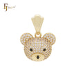 Cluster weiße CZs Iced Out 14K Gold Bär Niedlicher Tier Anhänger