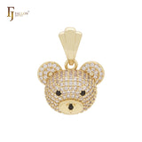 Cluster weiße CZs Iced Out 14K Gold Bär Niedlicher Tier Anhänger