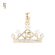 White CZs crown 15 anniversary years 14K Gold two tone Pendant