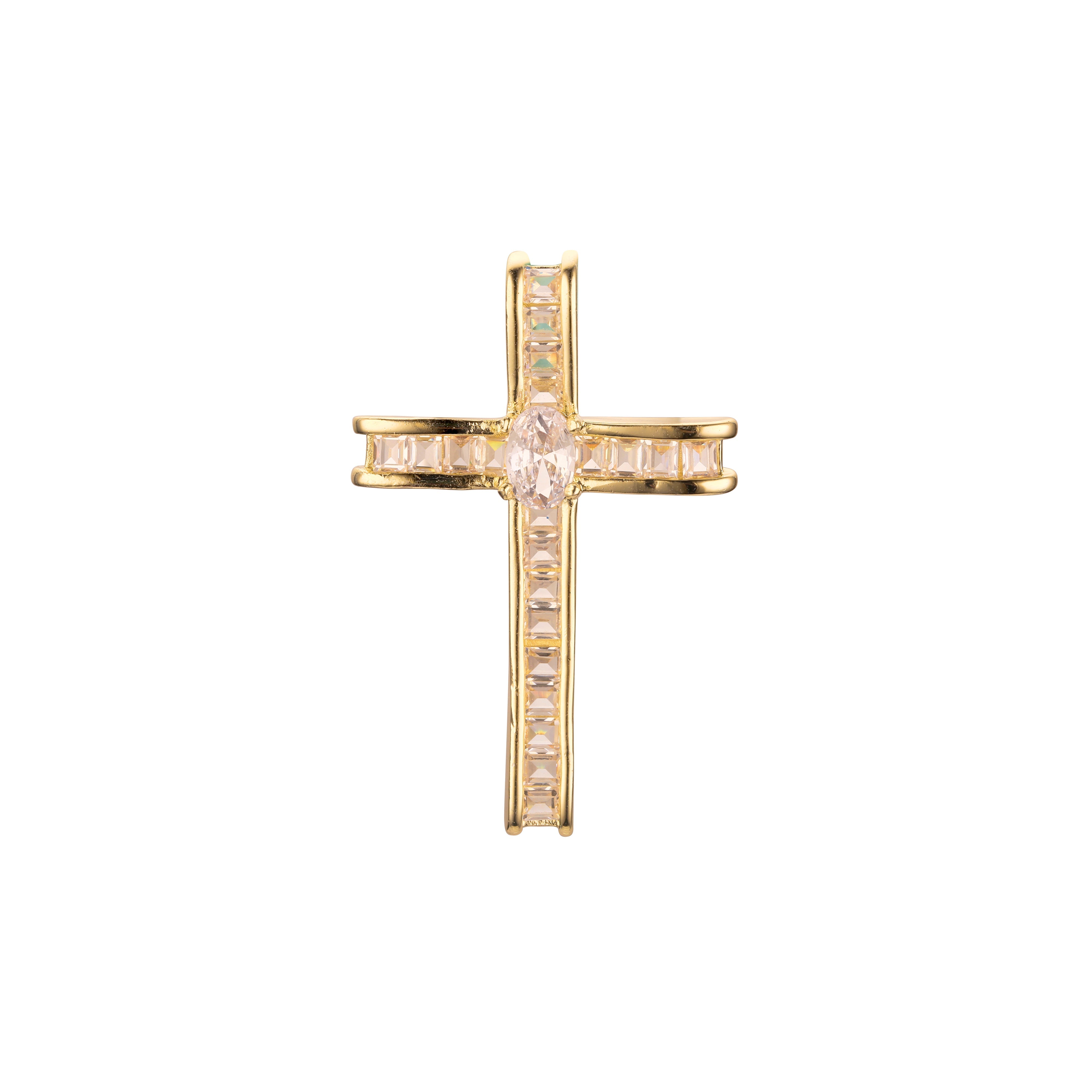 ラテンクロスペンダント、14Kゴールド、ローズゴールド、18Kゴールドメッキカラー