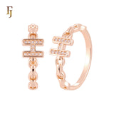Chain linked Alphabet of H white CZs 14K Gold, Rose Gold Fashion Rings 7.2mm