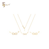 Collar de oro de 14 quilates con infinito de circonitas blancas y flechas cruzadas