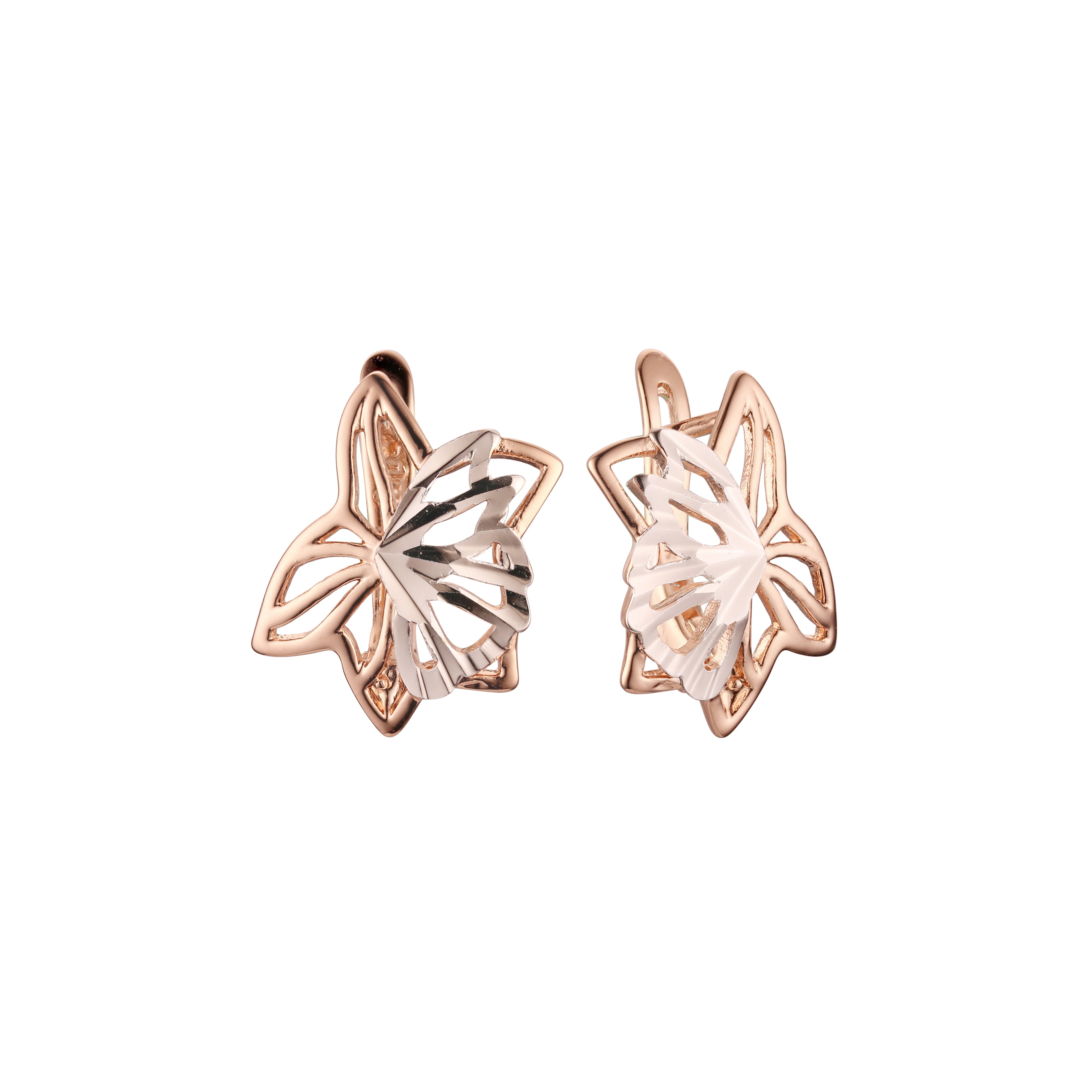 Aretes en Oro 14K, Oro Rosa, baño en dos tonos