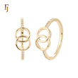 Double Circles Overlapped paved White CZs paved 14K Gold Fashion Rings