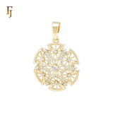 Rounded Snowflake filigree 14K Gold Pendant