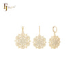 Conjunto de joyas de oro de 14 quilates con doble capa de copos de nieve hexagonales y colgante