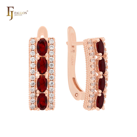 Grand cluster luxurious white CZs 14K Gold, Rose Gold Russian Lock Earrings