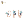 Conjunto de joyas de oro rosa con anillos y ramas azules en flor en racimo mixto