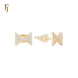 Little Knot of white CZs 14K Gold Stud Earrings