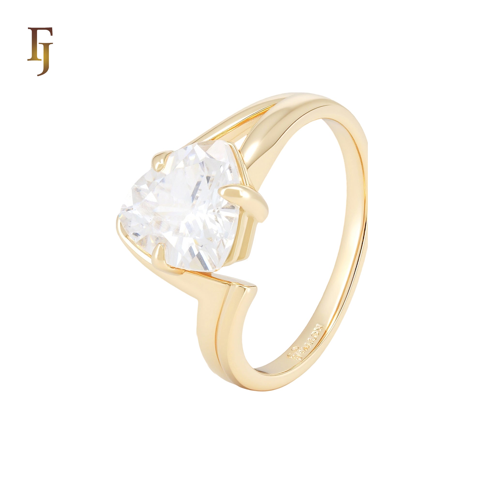 Triangular cut Solitaire white CZ 14K Gold Engagement Rings