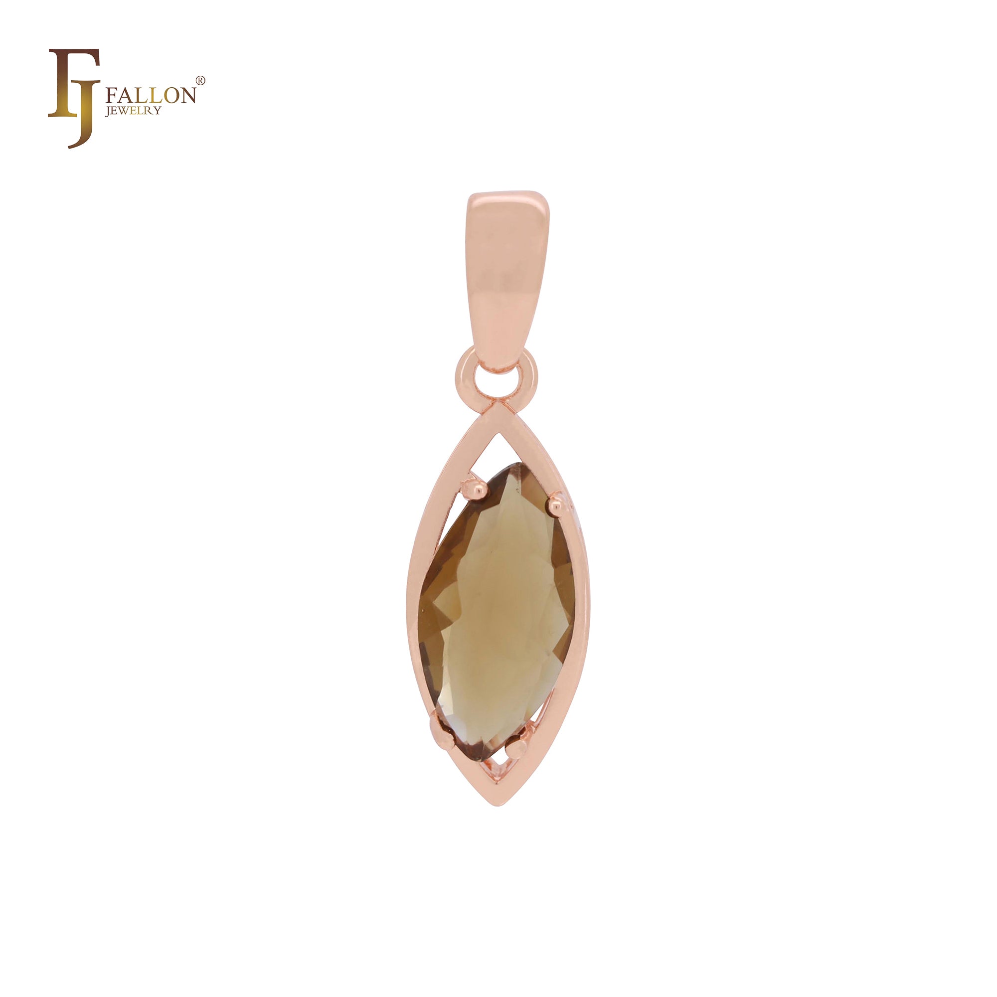 Подвеска-пасьянс Solitaire Coffe Marquise CZ из розового золота