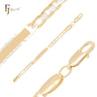 Pulseras de identificación para hombre de oro de 14 quilates en dos tonos con eslabones Figaro martillados